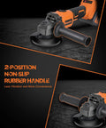 21V Cordless Grinder Kit Featuring 4 Inch Blade 10000 RPM Brushless Motor 4Ah Lithium Battery And Quick Charger Dual Handle