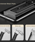 Heavy Duty Soft Close Ball Bearing Drawer Slides Full Extension Side Mount 35 Cm 13.8 Inch Pair black steel plate with measurements