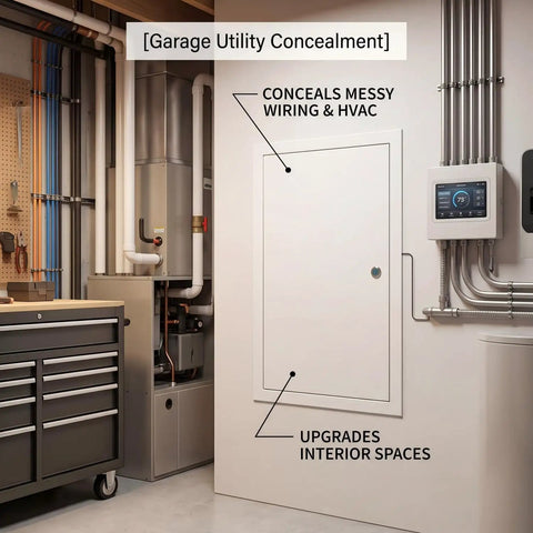 Heavy Duty 14X20 Galvanized Steel Access Panel With Keylock Cover For Drywall Openings And Utility Rooms Tough As Nails Sheet Metal Provides A Snug Fit Quick Install Means No Nonsense Securing Your Pipes in a garage setting.