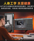 Heavy Duty Full Motion Mechanical Monitor Wall Mount Adjustable Dual Screen Articulating Arm With Smooth Glide Swivel Rock Solid Grip Zero Sweat Install Major Desk Glow Up Setup Essential with dual monitors in use.