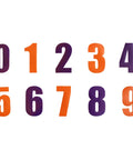 Sensory Path Floor And Wall Decals Set Of 9 Vinyl Designs For Classrooms And Daycares, Kid-Friendly, numbers 0-9 in orange and purple.