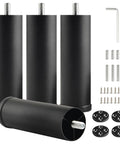 Level Up Your Space With These Legit 4 Pack Cylinder Furniture Legs Featuring A Secure M8 Screw Base For Dressers Beds And Coffee Tables Solid Aluminum Support Feet. Set of four black cylinder legs with screws and mounting hardware.