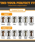Premium Coated Composite Deck Screws Size 10 X 2-3/4 Inch colors including Stone Gray shown in a variety of options.