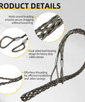 Double Head Stainless Steel Cable Puller With Mesh Grip, showing multi-strand braiding and dual-sided load-bearing design.