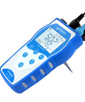 PH8500 Premium Series Portable Handheld PH Meter Kit with Easy Auto Multi Point Calibration shown in blue with digital display.