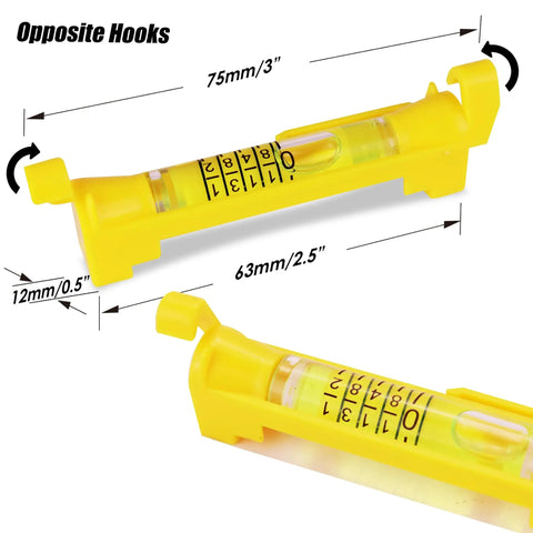 Three Inch Hanging Bubble Line Level Six Pack Rock Solid Hollow Plastic Shell Super Spot On From Any Angle Lightweight Design Cuts Line Sag Premium Fluorescent Vials Bright In Dim Light Tough Molded Hooks Top Choice For Drywall Framing And Fine Carpentry