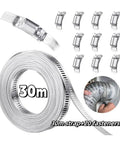 Heavy Duty 12 Inch Adjustable Stainless Steel Hose Clamps Tool Kit With Cut To Fit Metal Straps And Super Strong Worm Gear Fasteners For Auto Home Repair Projects, 30m strap and fasteners