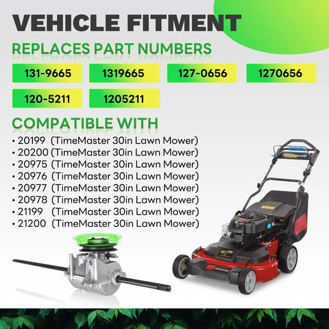 Upgraded Transmission Fits Toro Timemaster 30 Inch Mowers For Models 20199 To 21200 shown with compatible part numbers and mower