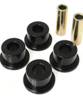 Top Shelf Hyper Flex Polyurethane Flange Bushing For Universal Link Setup Rock Solid Suspension Upgrade With Killer Durability And Slick One Point Five One Inch Fit, four black bushings and two metallic sleeves.