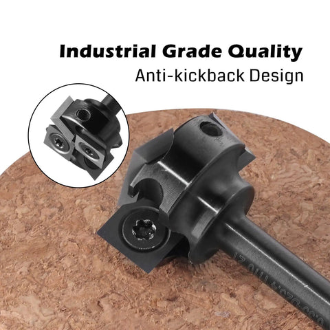 CNC Spoilboard Surfacing Router Bit with One Quarter Inch Shank and One Inch Cutting Diameter Four Flute Insert Carbide Wood Planer