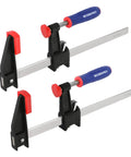 Two Piece 12 Inch Steel Bar Clamps With Reinforced Heavy Duty Bodies And Six Hundred Pound Jaw Capacity for precision woodworking.