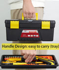 Four Piece Portable Toolbox Set With Built In Latch Tray And Magnetic Wristband For Home And Pro Repairs, 14-inch size