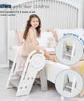 Hassle Free Three Step Bathroom Stool For Toddlers With Adjustable Handlebars Built Tough And Foldable Includes Faucet Extender Top Notch Design For Daily Sink Tasks And Quick Potty Training Sessions, girl using adjustable stool.