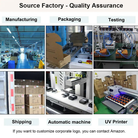 Source factory quality assurance showing manufacturing, packaging, testing, shipping, and UV printing processes for Bulk 40 Pack Factory Price Industrial Gigabit PoE Switch With 3 Ports, Fiber SFP Slot, 100 And 1000M Adaptive, Voltage Booster Solar Power Ready, VoIP Compatible, Heavy Duty Ethernet Switch For Large-Scale Deployments