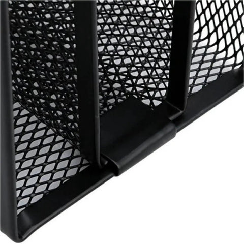 Close-up of metal wire frame of Durable Home Office Mail Sorter And File Organizer Tray Set for letters and documents.