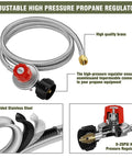 High Pressure Cast Iron Propane Burner Head with 0-20 Psi Adjustable Regulator and 4.1 Ft Hose Brass Fitting for Outdoor Cooking