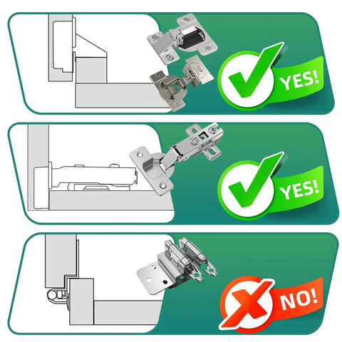 Image showcasing Tough As Nails Soft Close Cabinet Dampers compatible with various hinge designs, confirming fitment.