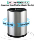 Extra Large 360 Degree Rotating Kitchen Utensil Holder Caddy with Three Compartments Stainless Steel Silverware Organizer