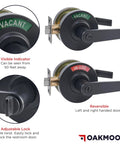 Vacant Occupied Bathroom Lock For Public Restrooms And Industrial Buildings Black Door Handle Lock With Clear Status Indicator