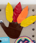 Craft project featuring Heavy Duty Brown Colored Duct Tape Single Roll 60 Foot as a turkey with colorful leaves.