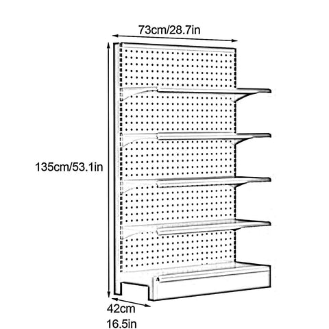 Heavy Duty Premium Industrial Steel Shelving Rack With Adjustable Levels For Garage Workshop Or Home Organization Rust Proof White Frame side view with dimensions.