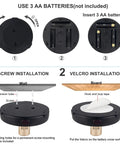 Wireless LED Spotlight Battery Powered Picture Light With Remote installation steps for battery and mounting options