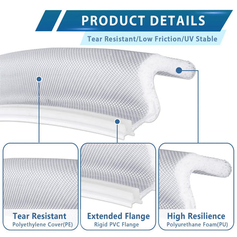 Close-up of 40 Feet Door Weather Stripping Roll With V Shaped Q Foam Kerf Seal showing tear-resistant PVC flange and foam details