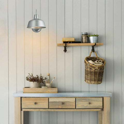 Gooseneck Barn Light Mason Farmhouse Outdoor Wall Sconce For Porch And Patio In Galvanized Gray, 10 Inch Diameter, Hardwired 1 Pack