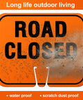 Knock It Out At Job Site With This Bulk Pack Of Six Traffic Cone Arrow Signs Featuring Reversible Orange And Black Plates Cleared For Highway Detours Roadwork And Parking Lots Built From Bulletproof Weather Resistant Pvc For Reliable Daily Hustle, Orange "ROAD CLOSED" sign, waterproof, scratch and dust proof.