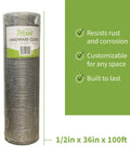 Heavy Duty 19 Gauge Metal Hardware Cloth 1/2 Inch Mesh, 36 Inch by 100 Foot Galvanized Chicken Wire Fencing Roll in packaging.
