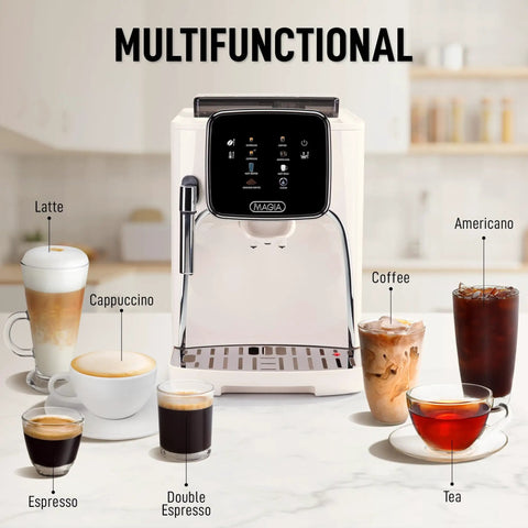 Automatic Espresso Machine With Built In Grinder And Touch Panel For Barista Quality Coffee At Home Milk Frothing Steam Wand