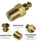 Badass Heavy Duty Brass Bleeder Screws Eight Piece Brake Caliper Kit With 1 8 27 And 1 4 28 Threads showing deep threaded brass screw with hexagonal head.