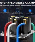 U-shaped brass clamp with hexagonal screw for enhanced conductivity in Top Shelf Heavy Duty Nema 14 50R Socket For 50 Amp EV Charging At 125 250V.