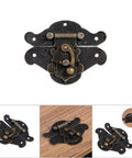 Vintage Zinc Alloy Buckle Latch 2 Piece Hasp Hardware for Jewelry Box with bronze finish, close-up view.