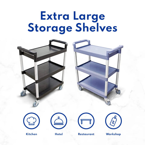Top Notch Heavy Duty 3 Tier Plastic Utility Rolling Cart That Handles Loads Like A Champ With Secure Locking Casters And 250 Lb Capacity For Busy Kitchens Gray
