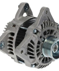 Heavy Duty 120 Amp Alternator For Nissan Versa 16 Liter 2009 To 2011 Direct Swap Replacement 12 Volt with silver pulley and cooling vents.