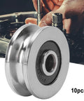 Top Shelf V Groove Ball Bearing Set Of Ten Built Tough From Premium Heavy Duty Steel For Pure Butter Smooth Guide Rail Glide And Custom Toy Projects, 10pcs steel rollers on a smooth track.