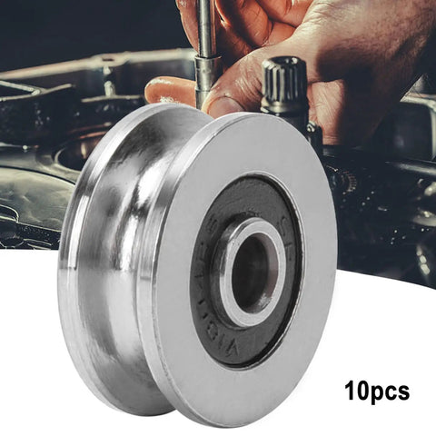 Heavy Duty V Groove Track Roller Bearing Built Like A Tank For Buttery Smooth Operation And Rock Solid Precision In Motors Guide Rails And Pro Workshop Gear, shown with steel finish and inner bearing.