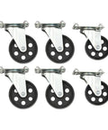 Six pivoting caster wheels for Heavy Duty Folding Hydraulic Engine Crane Hoist, perfect for mobility during garage builds.