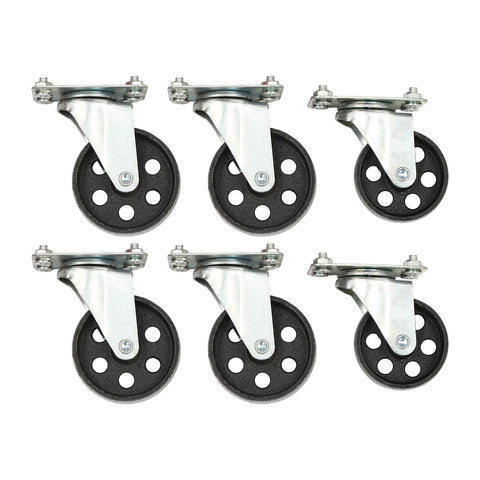 Six pivoting caster wheels for Heavy Duty Folding Hydraulic Engine Crane Hoist, perfect for mobility during garage builds.