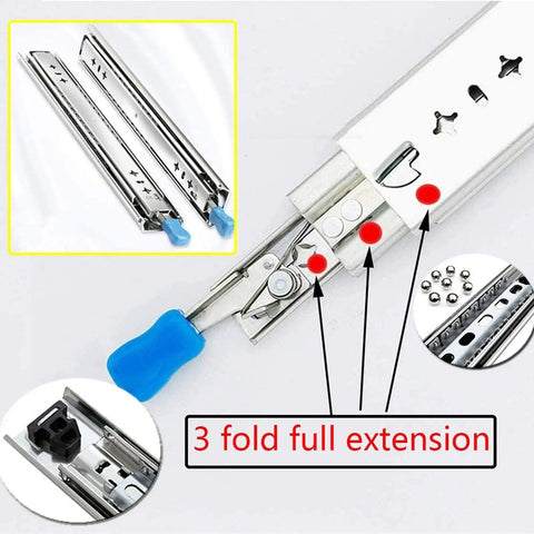 Heavy Duty Ball Bearing Drawer Slide Repair Kit with 3-Fold Full Extension and Lockable Cabinet Drawer Runners 950mm Glide Rails