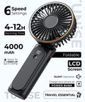 Rechargeable Portable Handheld Fan With 4000mAh Battery, 180 Degree Adjustable Head, 6 Speed Wind To Beat The Heat