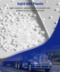 Image highlighting the Solid ABS Plastic used in making 60 Piece Chrome Lug Nut Covers For Semi Trucks 33mm Fit Two And A Half Inch Tall Push On ABS Plastic Anti Rust No Loosen Easy Install For Trailers Haulers And Heavy Duty Truck Applications