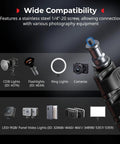 Compatibility chart for Adjustable Light Stand For Photography And Video Gear Up To 8.8 Lb Support 74.8 Inch Tall Studio Tripod