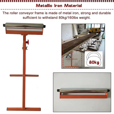 Height Adjustable Table Saw Outfeed Roller Stand Heavy Duty Work Support Cart Built Tough For Woodworking Extensions And Pipe Rolling Quick Adjust Handles Up To One Sixty Pounds Max