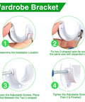 Heavy Duty White Closet Rod Brackets Built Different Stainless Steel U Shaped Wall Mount Sockets installation instructions image.