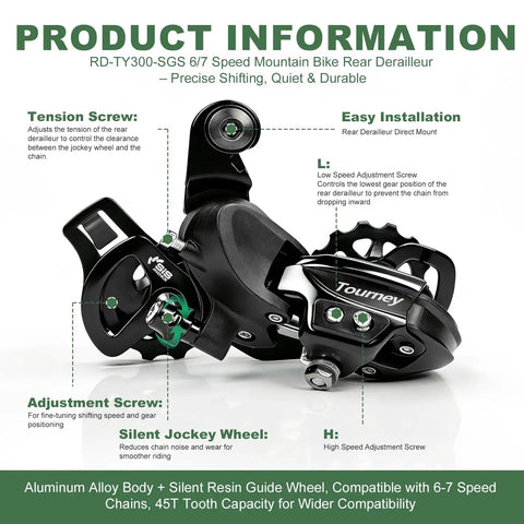 Rear Derailleur RD TY300 Six And Seven Speed Direct Mount For Mountain Road Trail Tricycle And Commuter Bikes product info