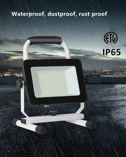 6000 Lumen LED Work Light With Stand Waterproof Flood Light 60W Adjustable Brightness 3000 And 6000 Lumens 10 Ft Power Cord