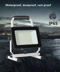 6000 Lumen LED Work Light With Stand Waterproof Flood Light Adjustable Brightness Portable Job Site Light in rain