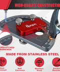 Rock Solid Stainless Steel Angle Protractor With Dead Accurate 0 To 180 Degree Readings For Woodworking Bench Projects Plus Integrated Straight Edge Marking Ruler close-up showing heat-resistant laser-etched markings.
